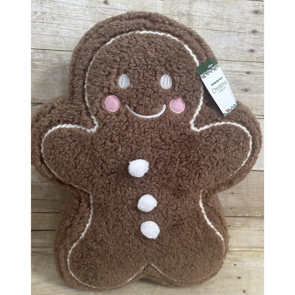Kirklands Gingerbread Man Shaped Pillow‎ Christmas Seasonal Holiday Decor 18